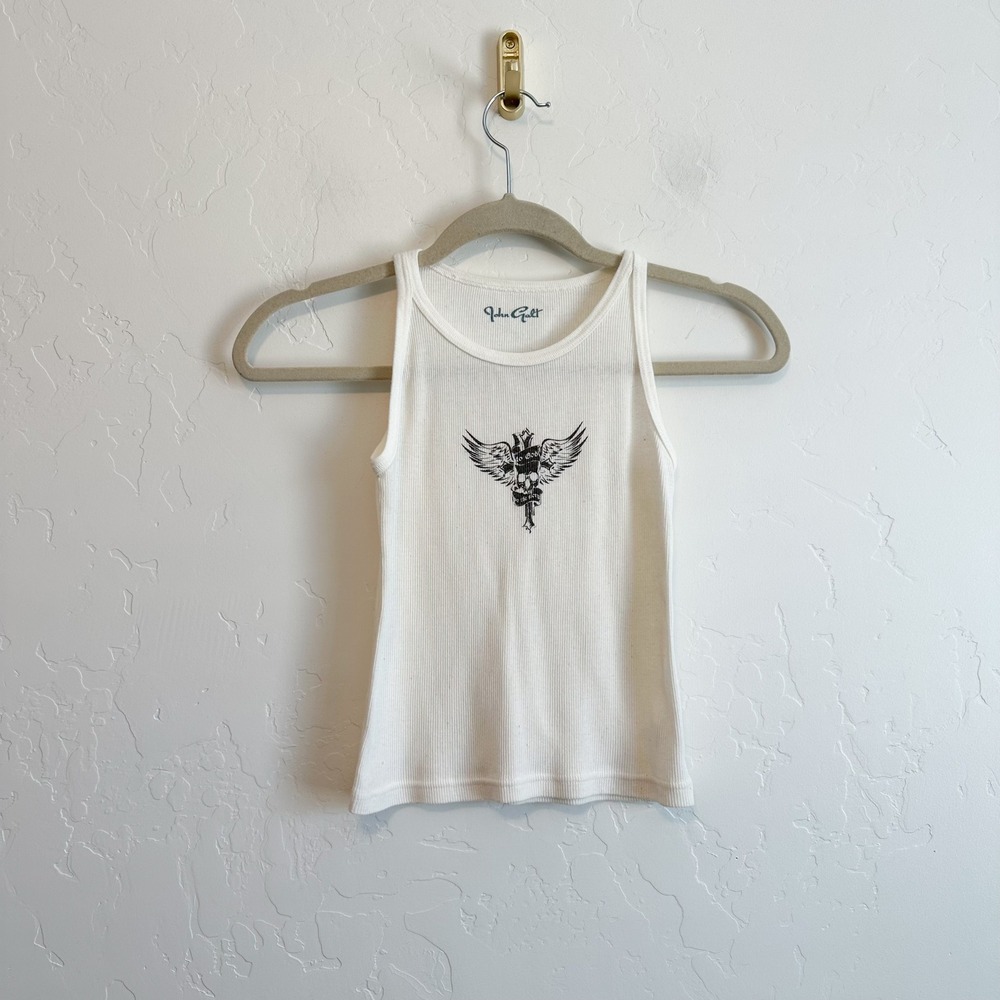 Brandy Melville | Whispering‎ Girl Baby Ribbed High Neck Tank Top in Cream